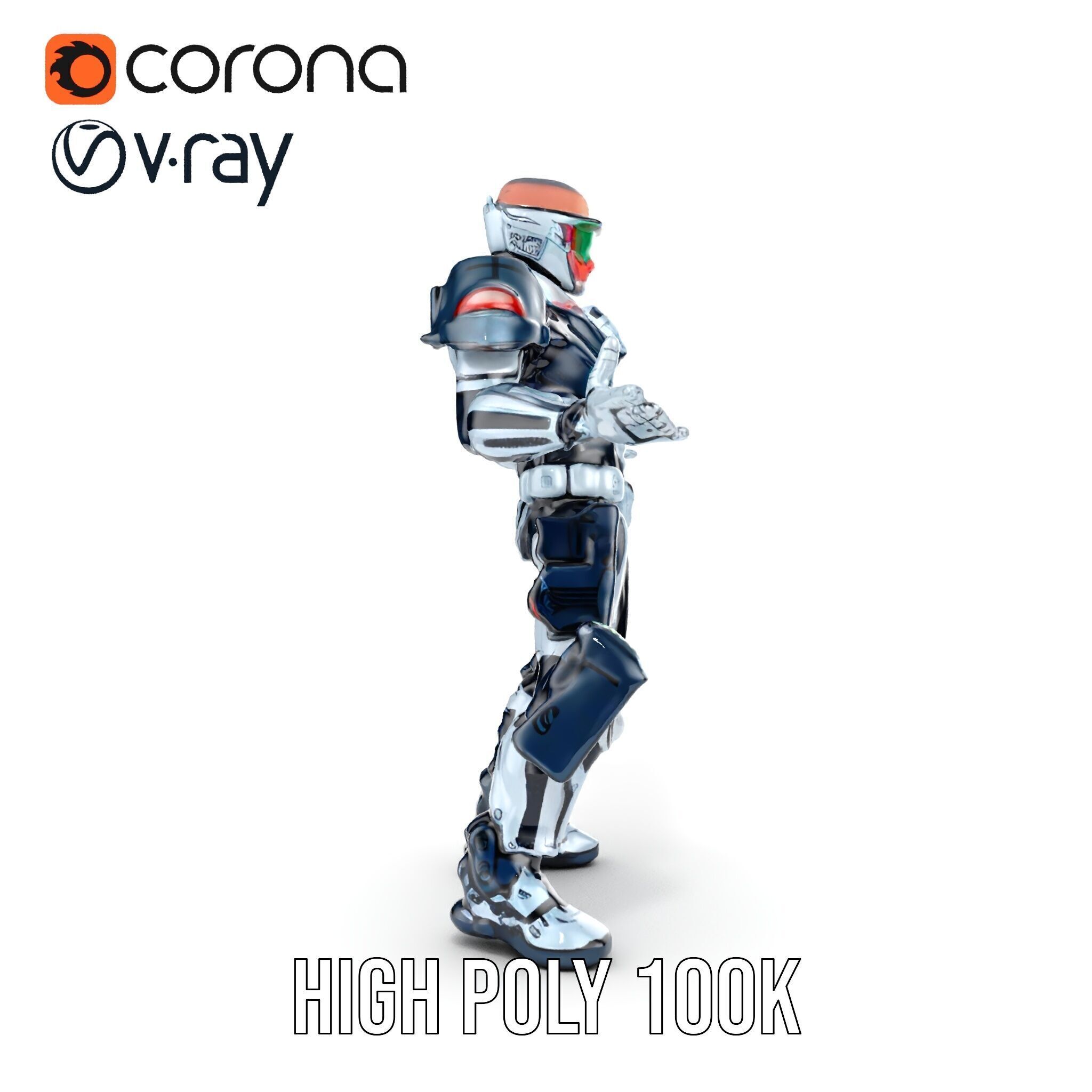 Futuristic Combat Soldier Rigged and Animated D Model Low-poly 3D model_16