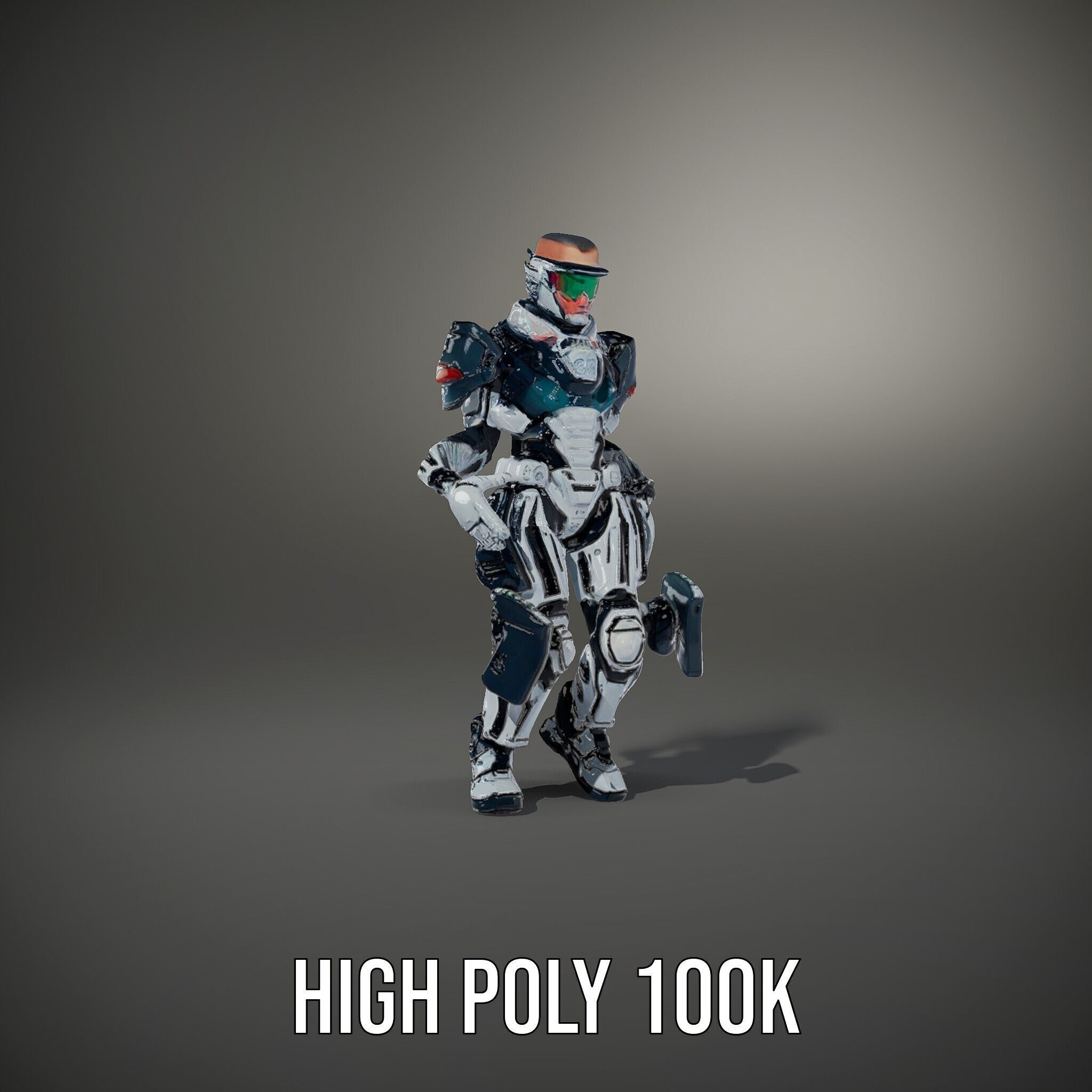 Futuristic Combat Soldier Rigged and Animated D Model Low-poly 3D model_28