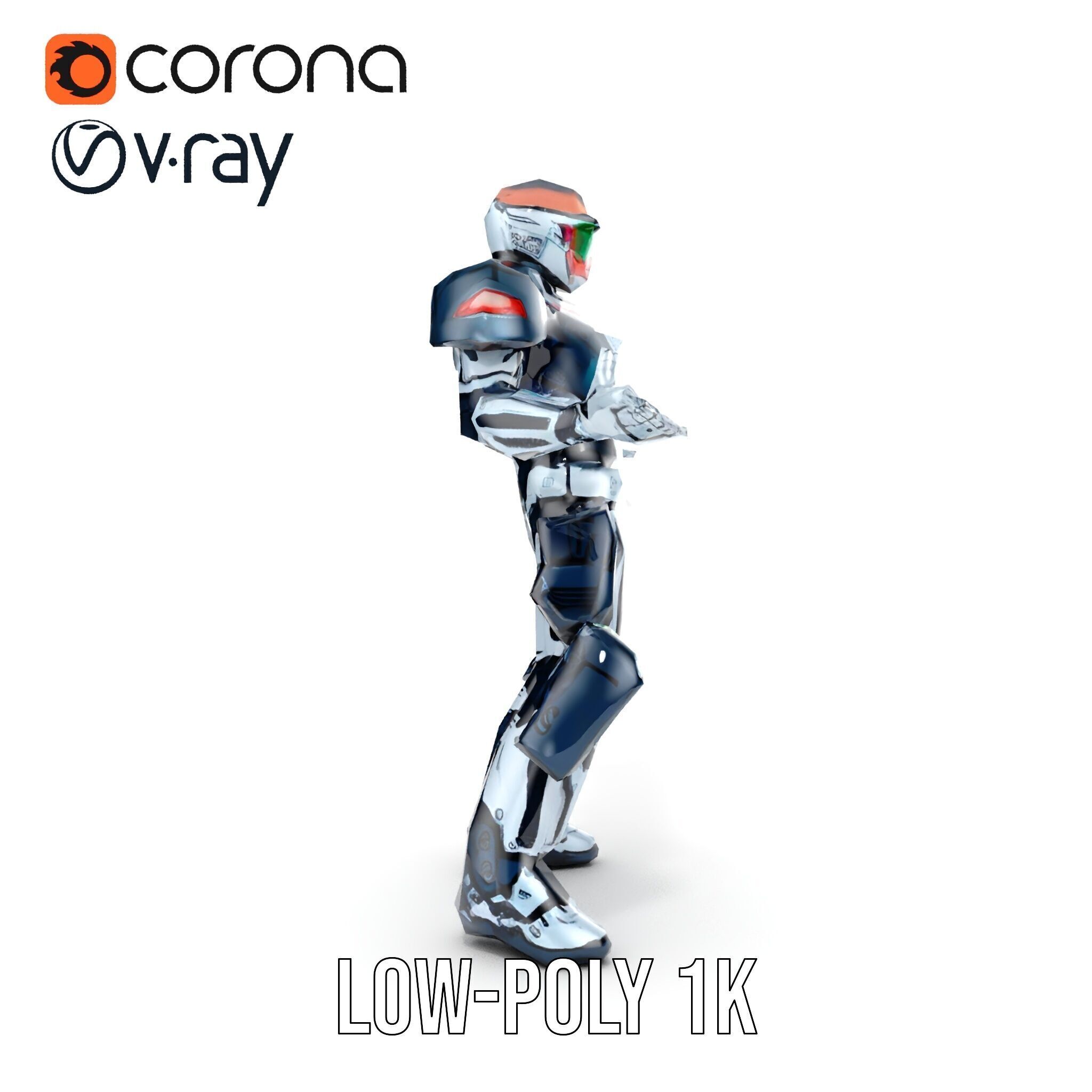 Futuristic Combat Soldier Rigged and Animated D Model Low-poly 3D model_27