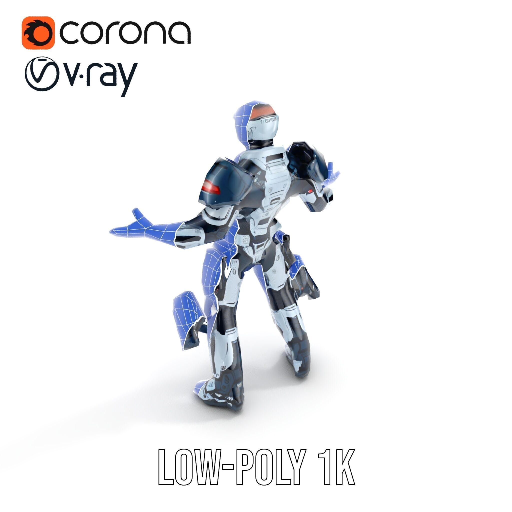 Futuristic Combat Soldier Rigged and Animated D Model Low-poly 3D model_30