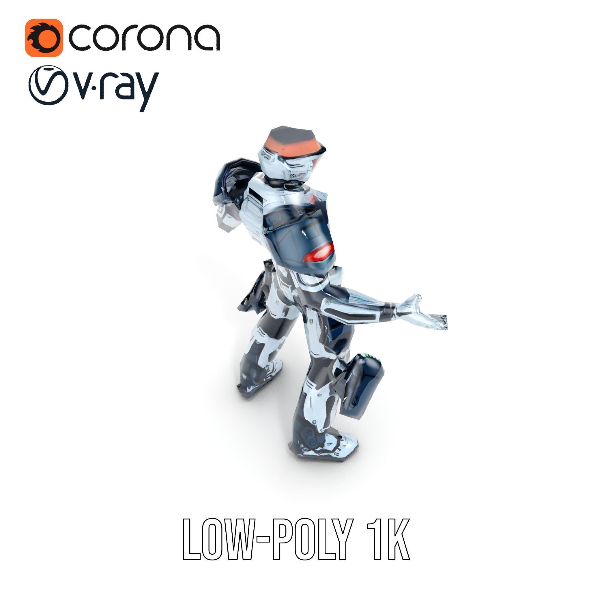 Futuristic Combat Soldier Rigged and Animated D Model Low-poly 3D model_24