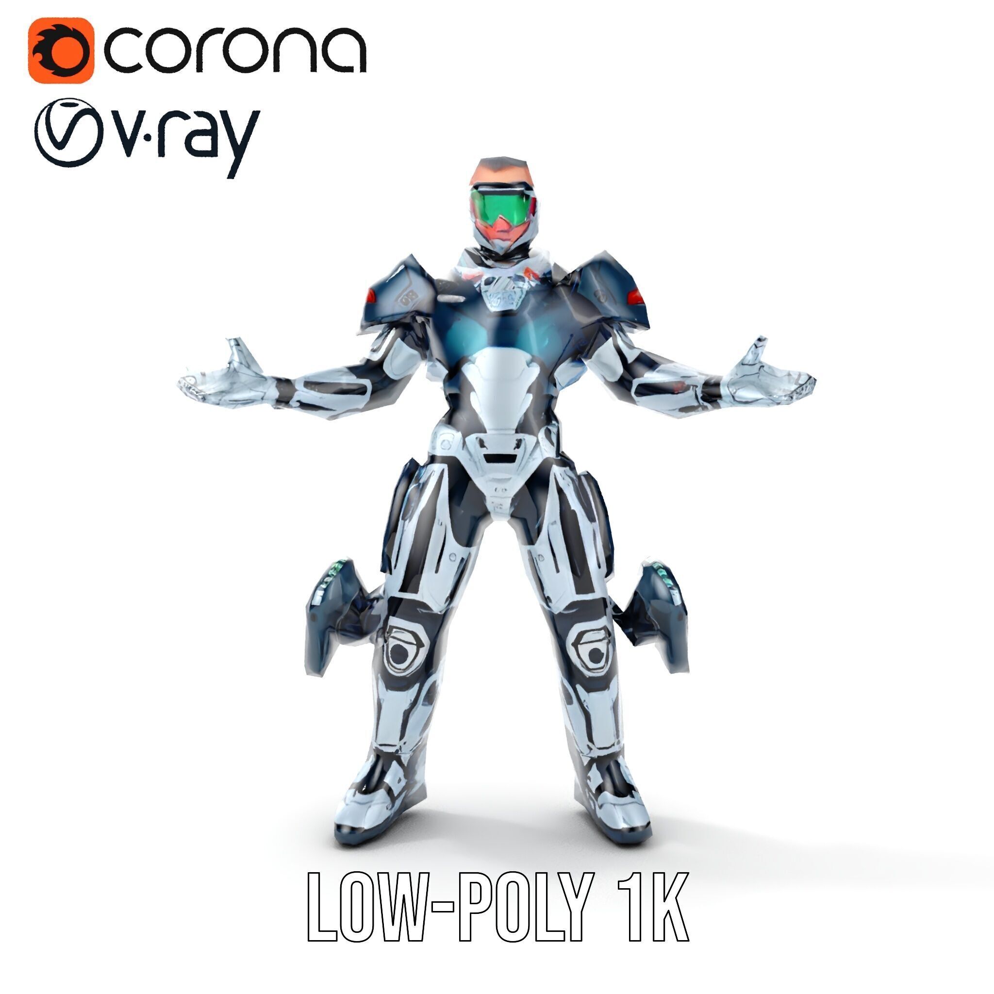 Futuristic Combat Soldier Rigged and Animated D Model Low-poly 3D model_12