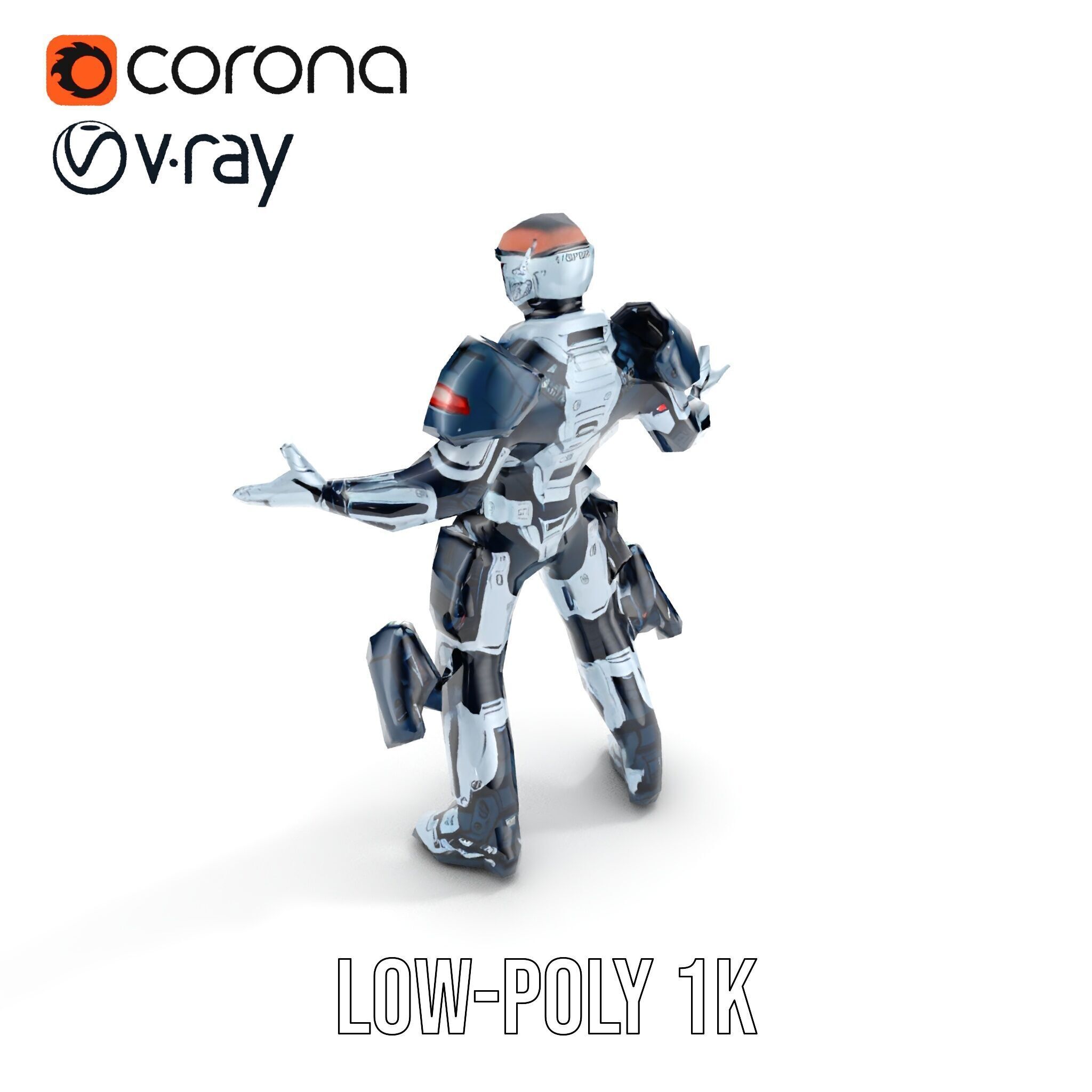 Futuristic Combat Soldier Rigged and Animated D Model Low-poly 3D model_10