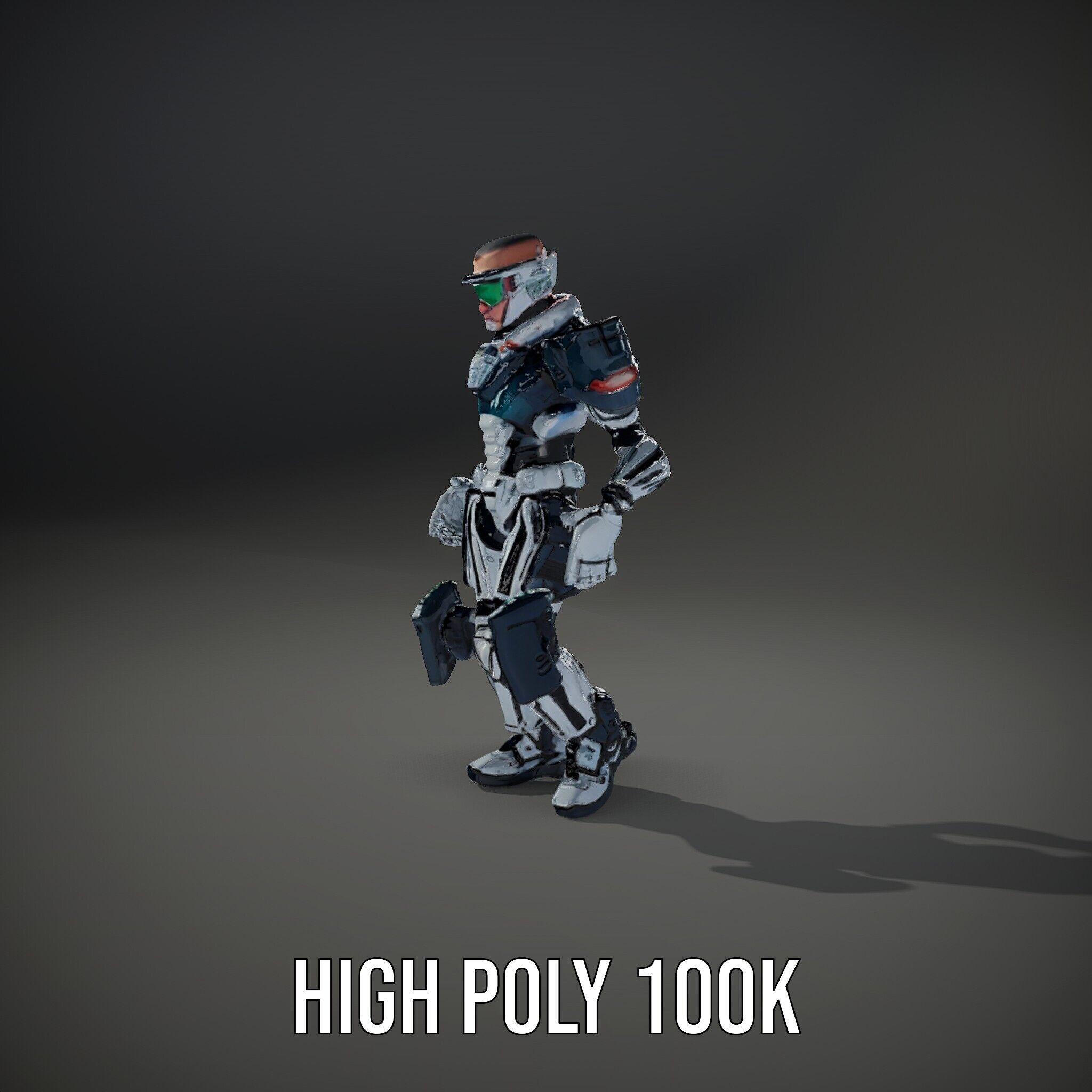 Futuristic Combat Soldier Rigged and Animated D Model Low-poly 3D model_22