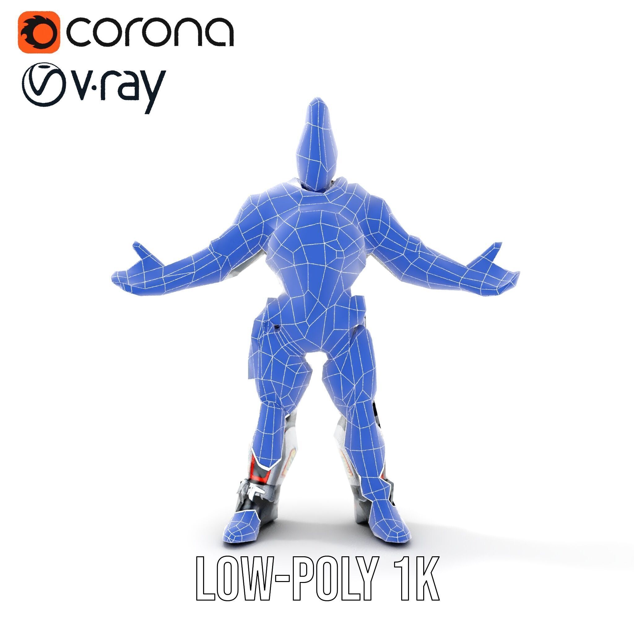 Cyberpunk Warrior Character  Fully Rigged and Animated Low-poly 3D model_16