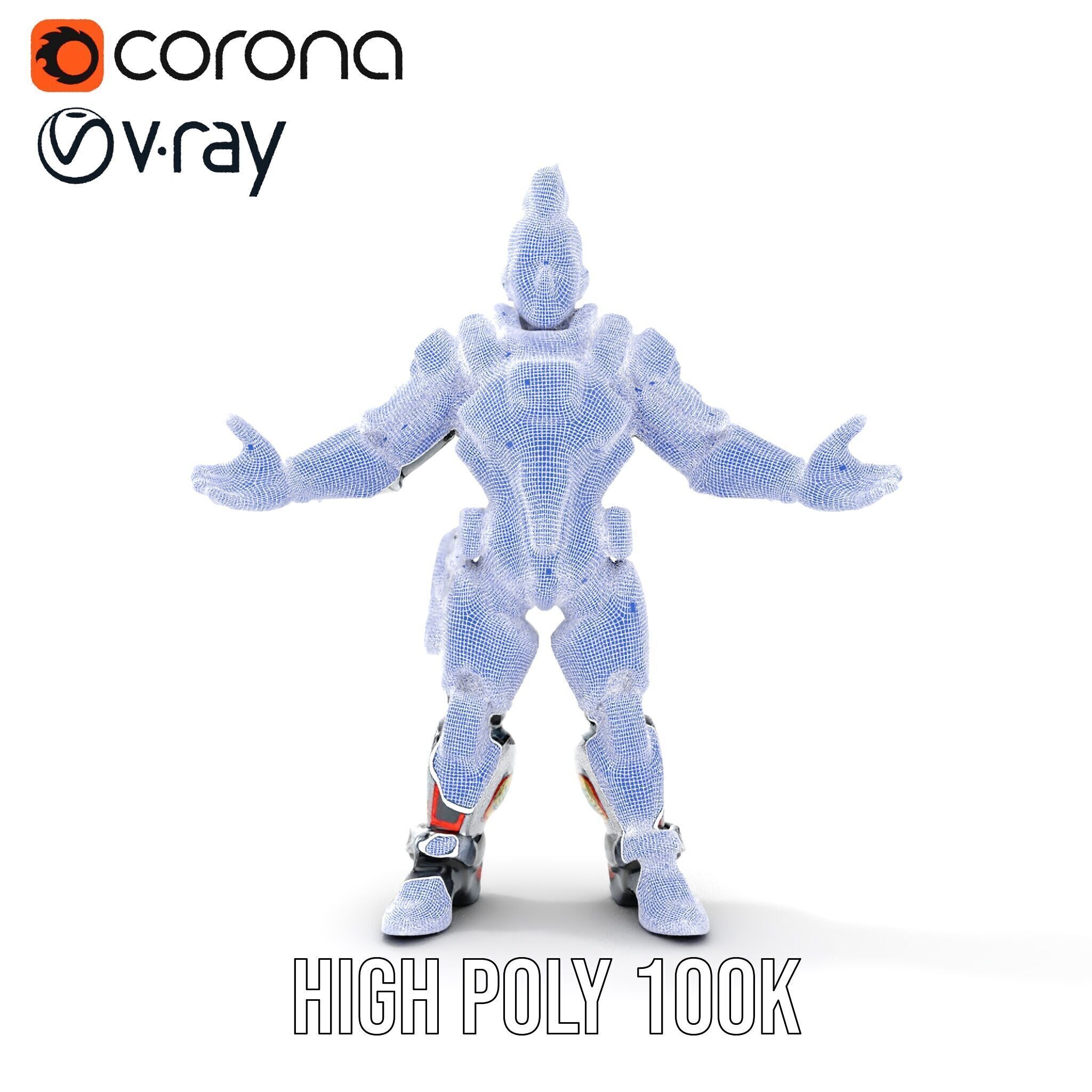 Cyberpunk Warrior Character  Fully Rigged and Animated Low-poly 3D model_41