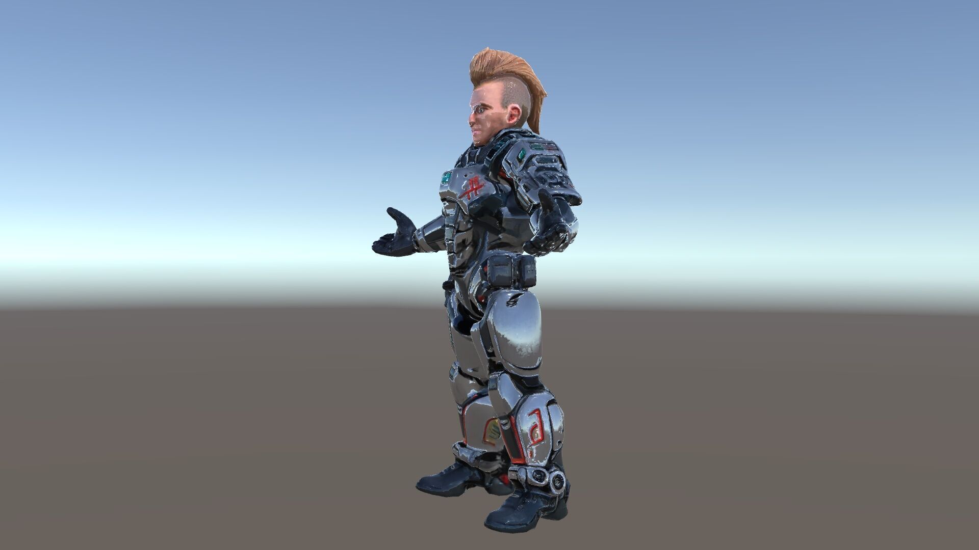 Cyberpunk Warrior Character  Fully Rigged and Animated Low-poly 3D model_39