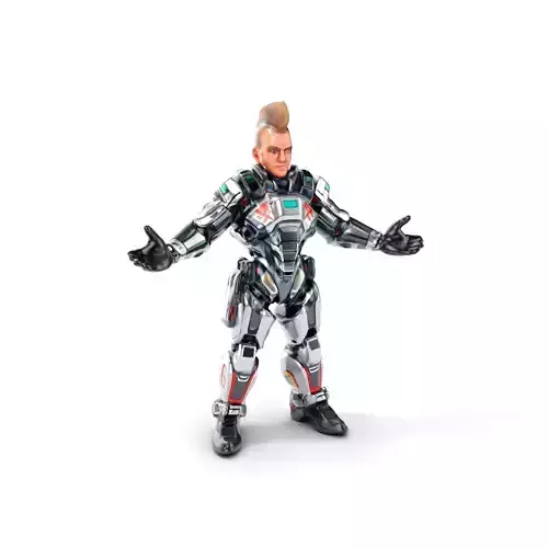 Cyberpunk Warrior Character  Fully Rigged and Animated Low-poly 3D model