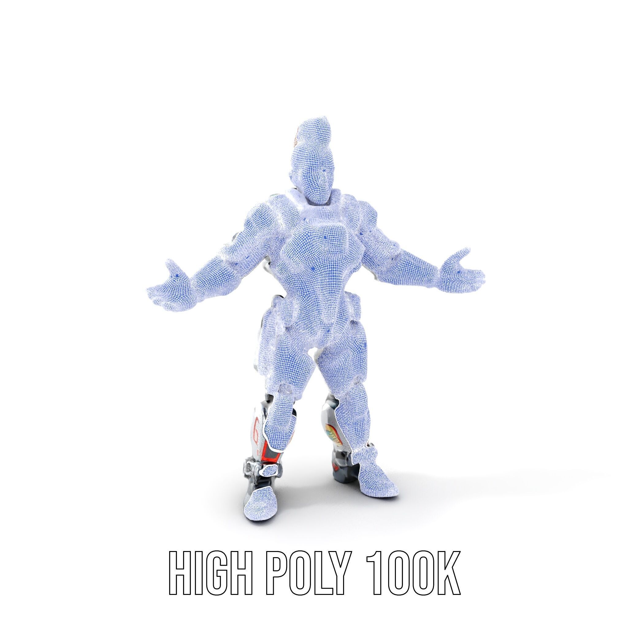 Cyberpunk Warrior Character  Fully Rigged and Animated Low-poly 3D model_5