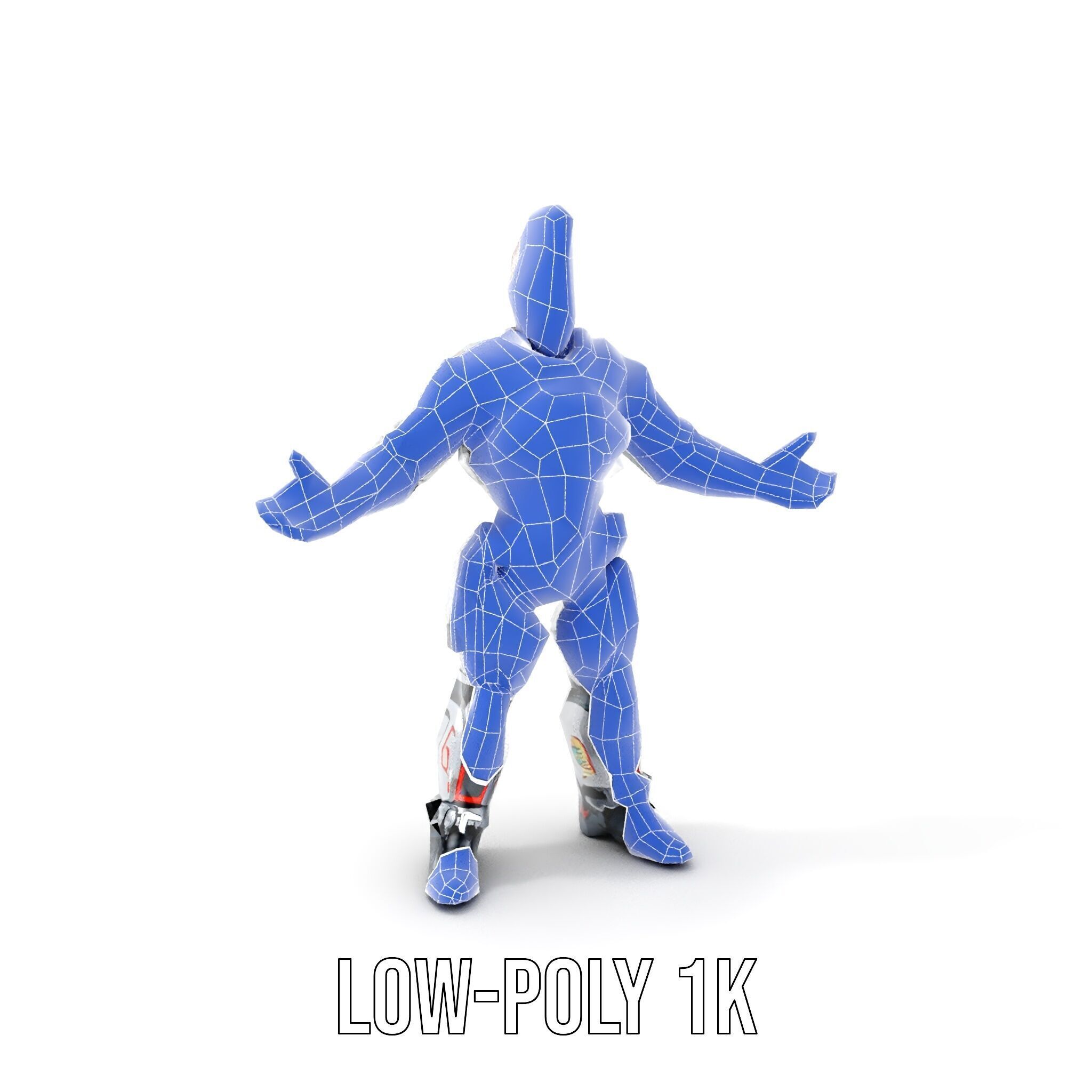 Cyberpunk Warrior Character  Fully Rigged and Animated Low-poly 3D model_33