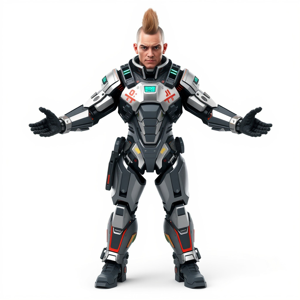 Cyberpunk Warrior Character  Fully Rigged and Animated Low-poly 3D model_3