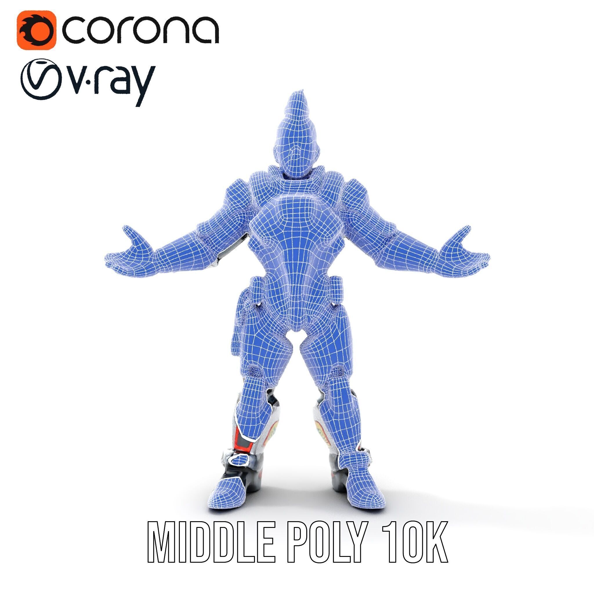 Cyberpunk Warrior Character  Fully Rigged and Animated Low-poly 3D model_26