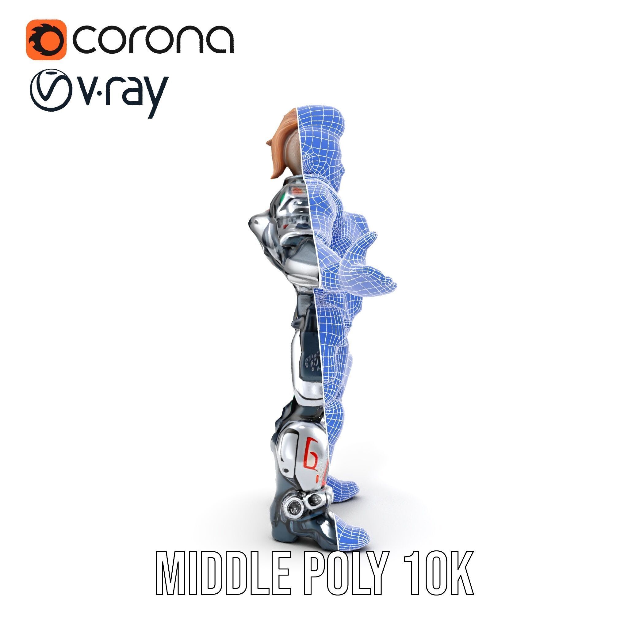 Cyberpunk Warrior Character  Fully Rigged and Animated Low-poly 3D model_37