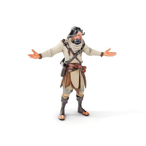 Desert Wanderer Character Rigged and Animated Low-poly 3D model