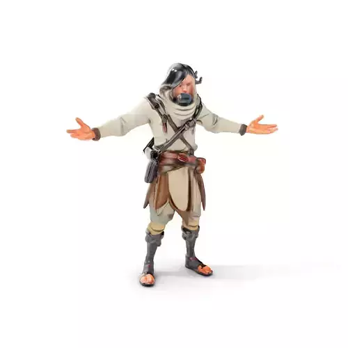 Desert Wanderer Character Rigged and Animated Low-poly 3D model