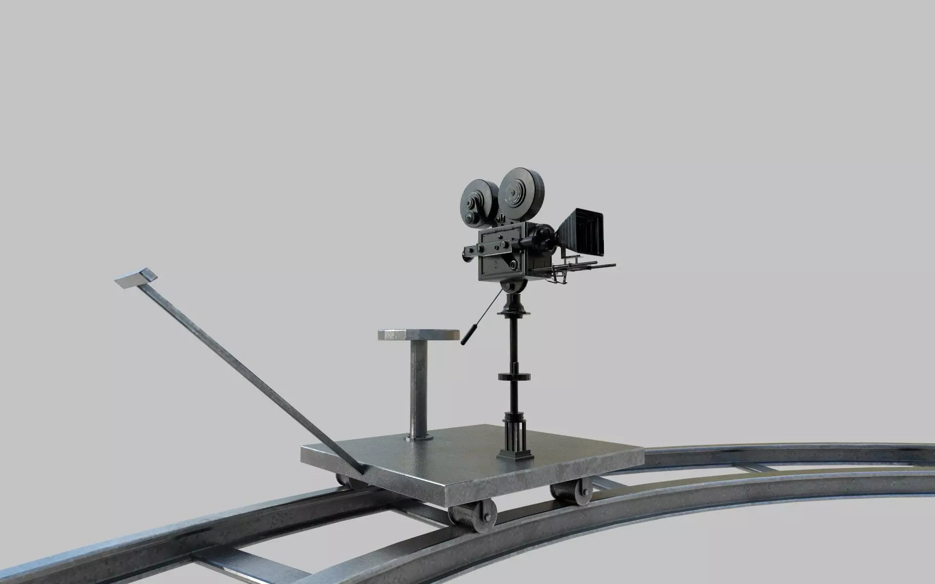 cinema shooting camera trolley 3D model_0