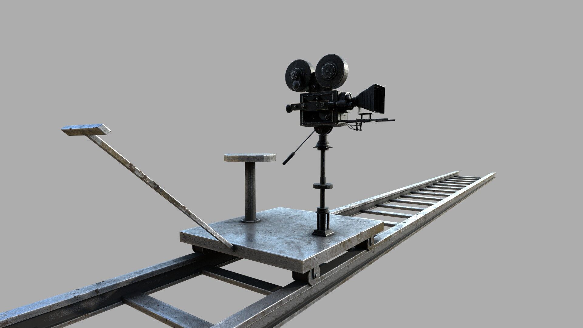 cinema shooting camera trolley 3D model_1