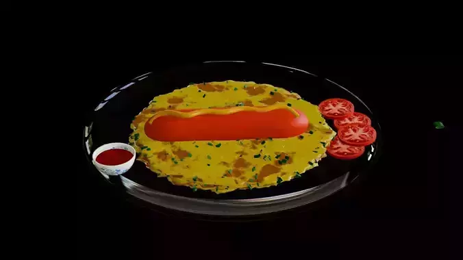 Food Omelette and sausage with tomato
