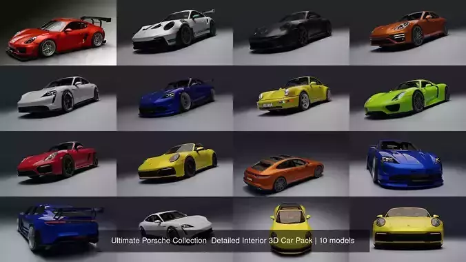 Ultimate Porsche Collection  Detailed Interior 3D Car Pack 