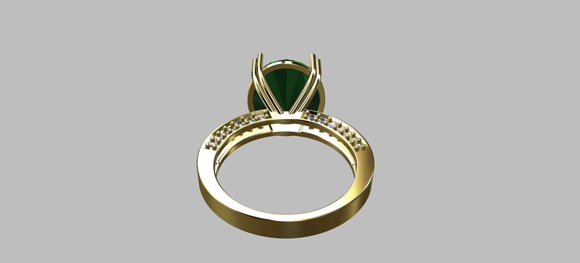 Oval Gemstone Ring 3D print model_5