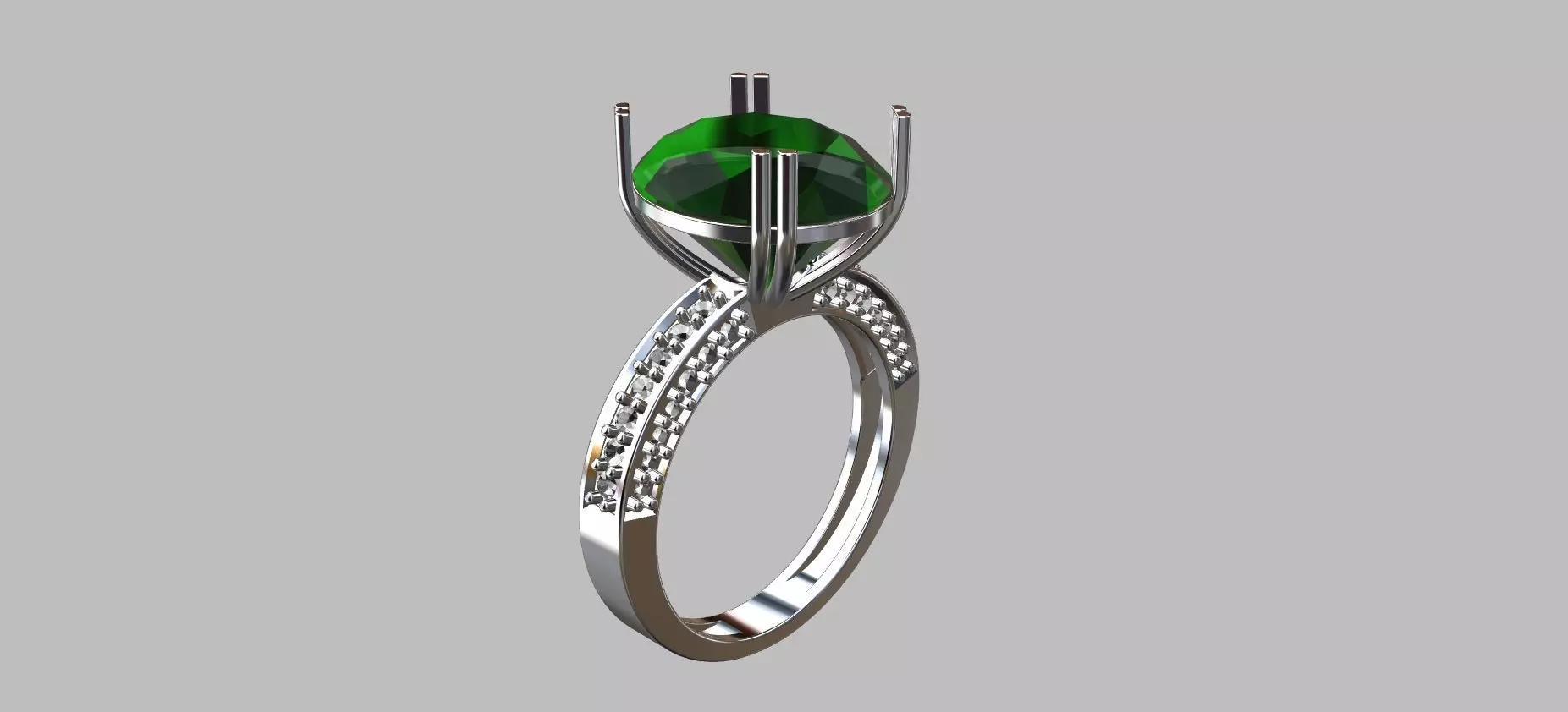 Oval Gemstone Ring 3D print model_0