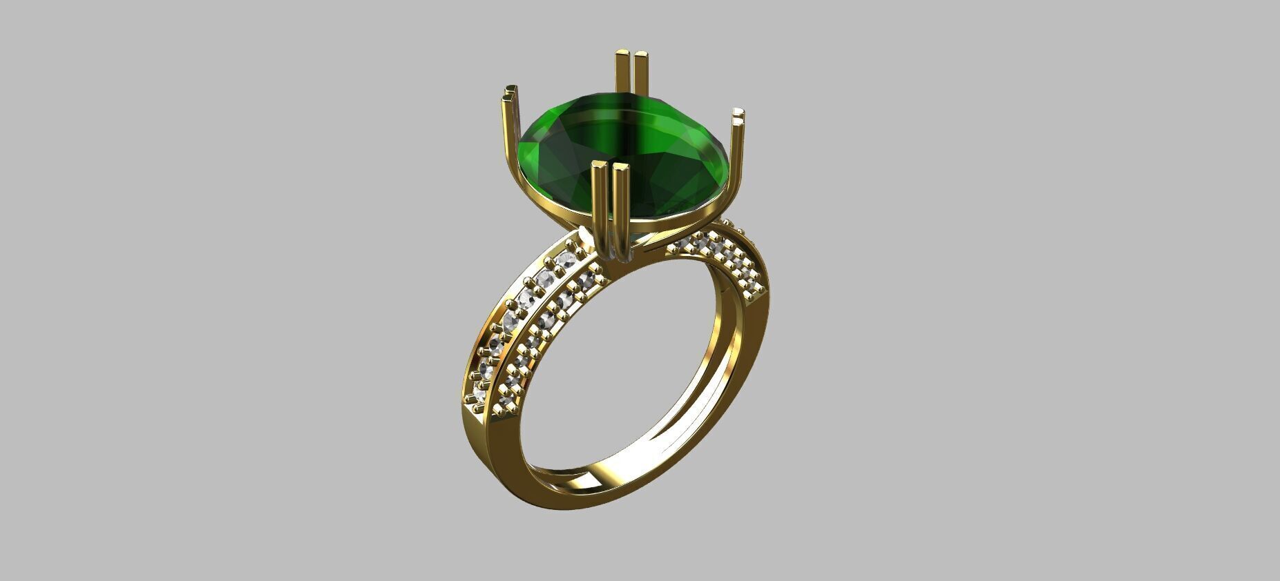 Oval Gemstone Ring 3D print model_4