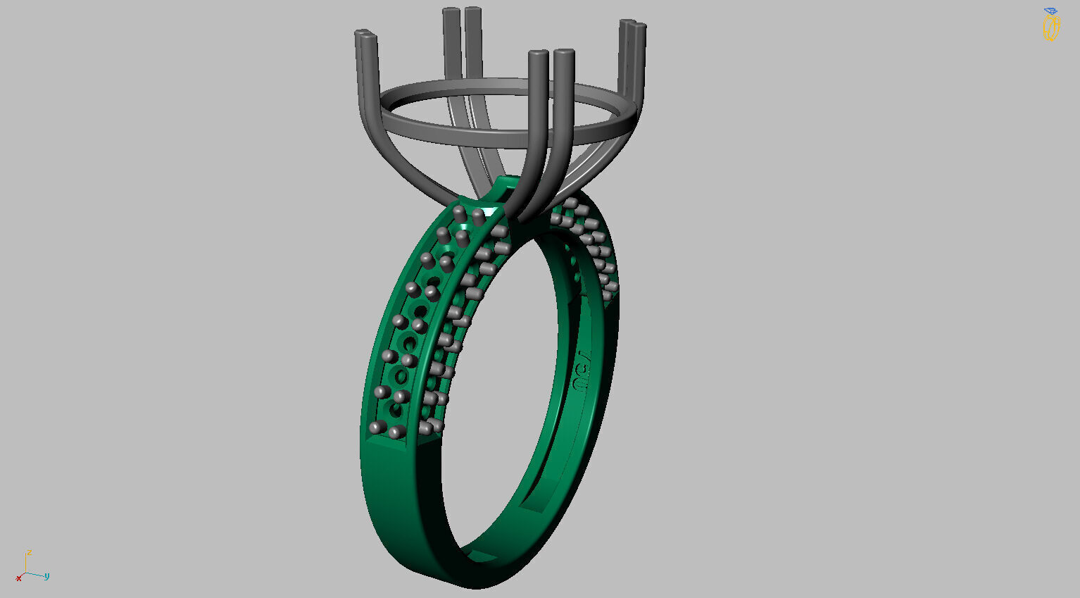 Oval Gemstone Ring 3D print model_13