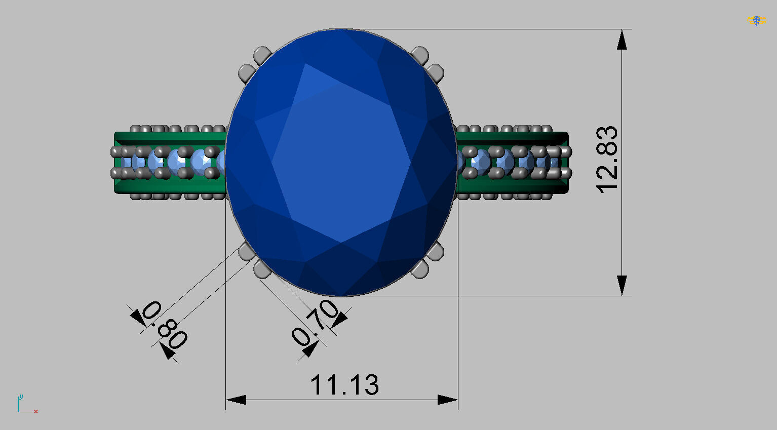 Oval Gemstone Ring 3D print model_11