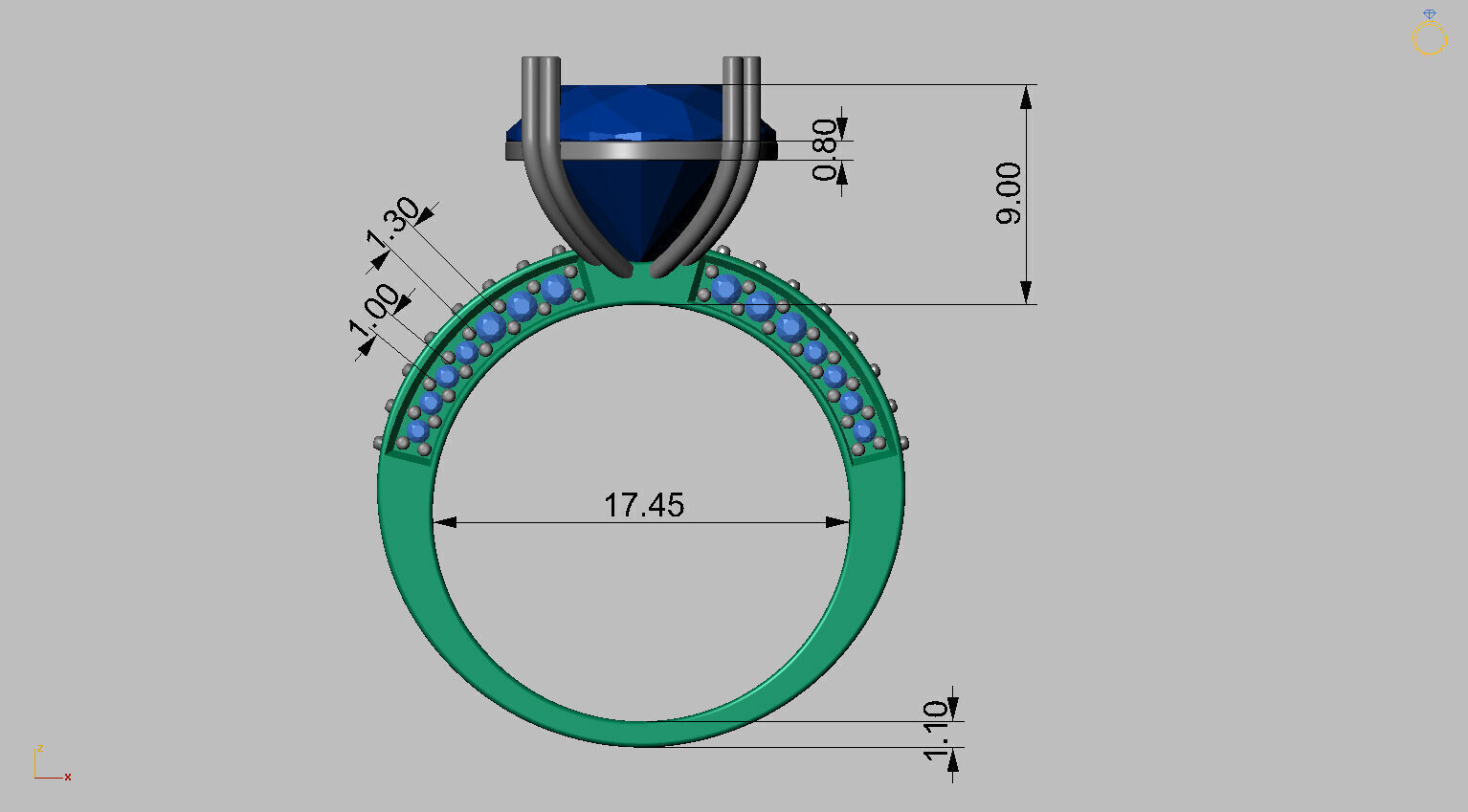 Oval Gemstone Ring 3D print model_10