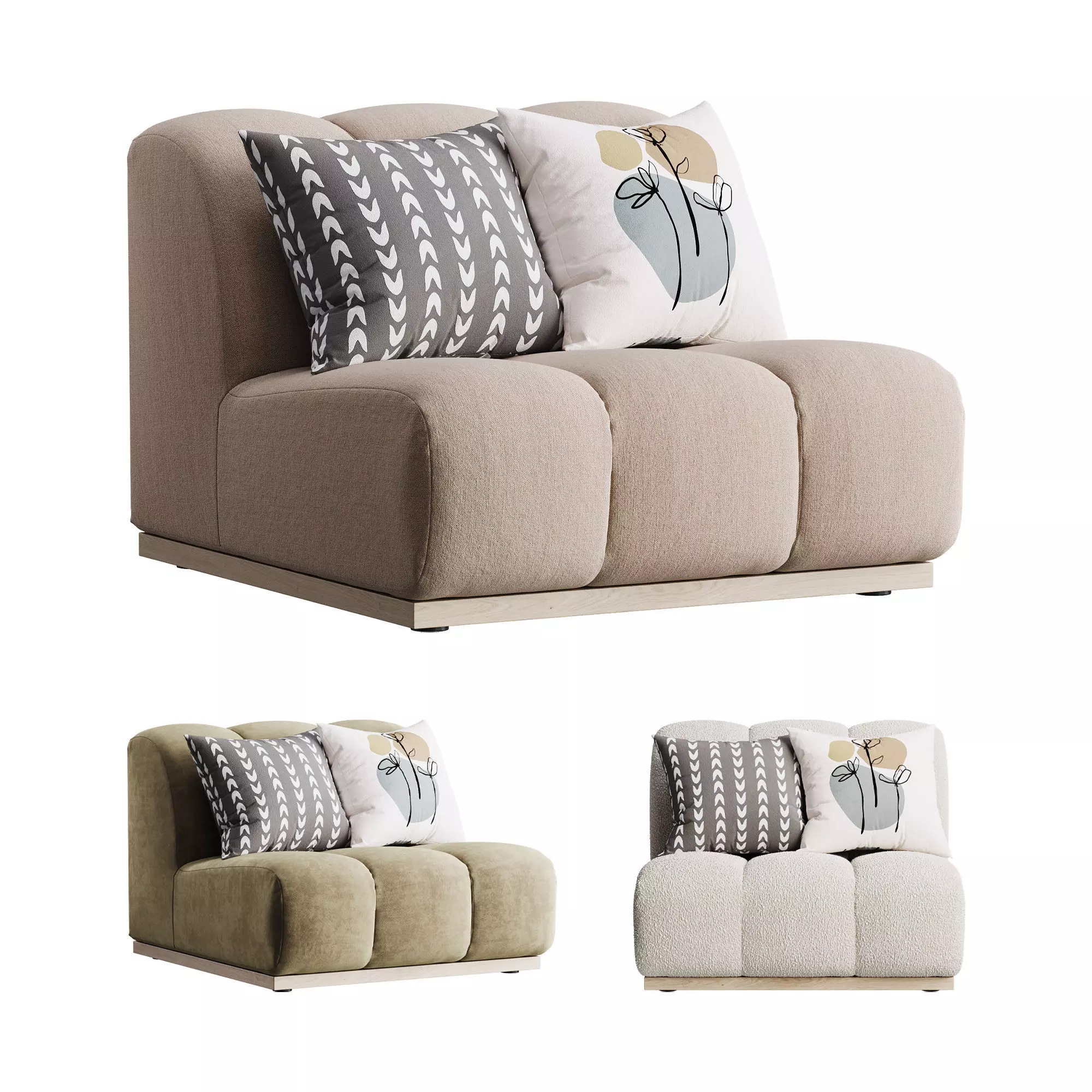 Marlow Performance Boucle Armless Sofa 3D model_0