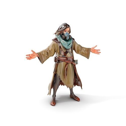 Wasteland Wanderer Rigged and Animated D Character Model Low-poly 3D model