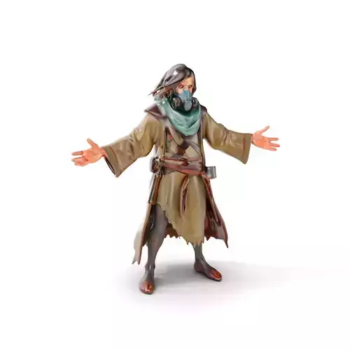 Wasteland Wanderer Rigged and Animated D Character Model Low-poly 3D model
