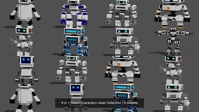 9 in 1 Robot Characters Voxel Collection 