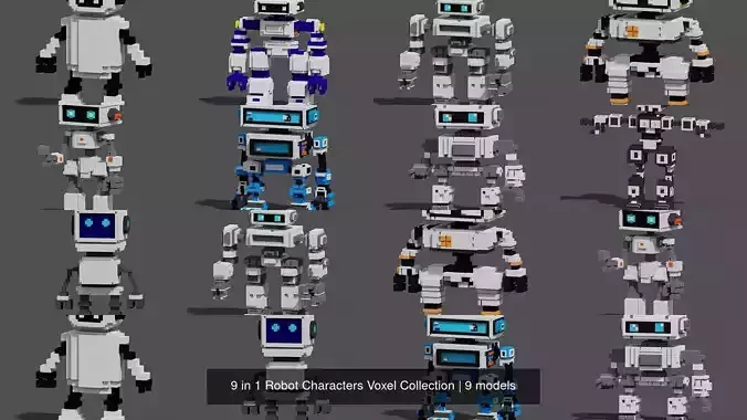 9 in 1 Robot Characters Voxel Collection
