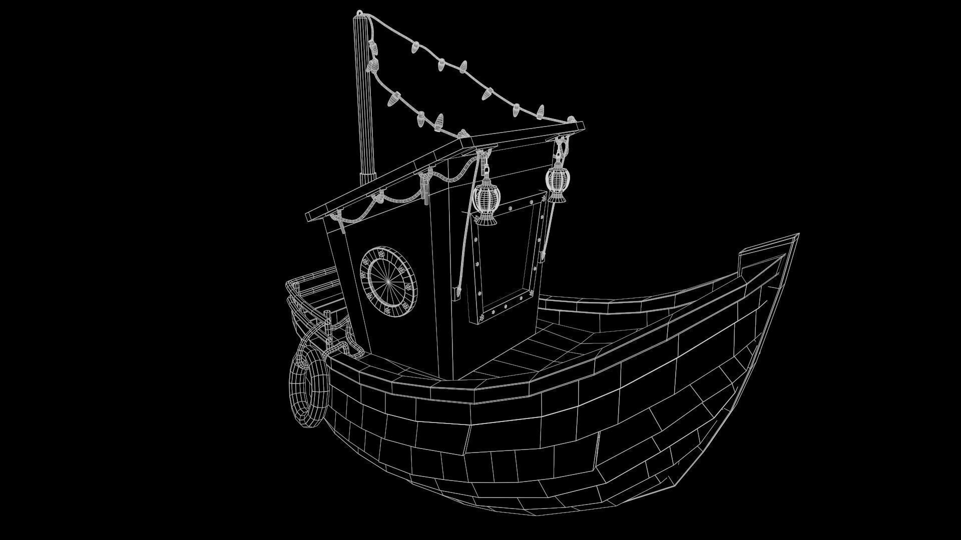 Boat - Game Ready Low Poly PBR 3D Model Low-poly 3D model_1