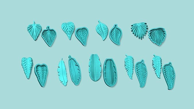 09 Tropical Leaf Collection - Silicone Mold Maker - Template 