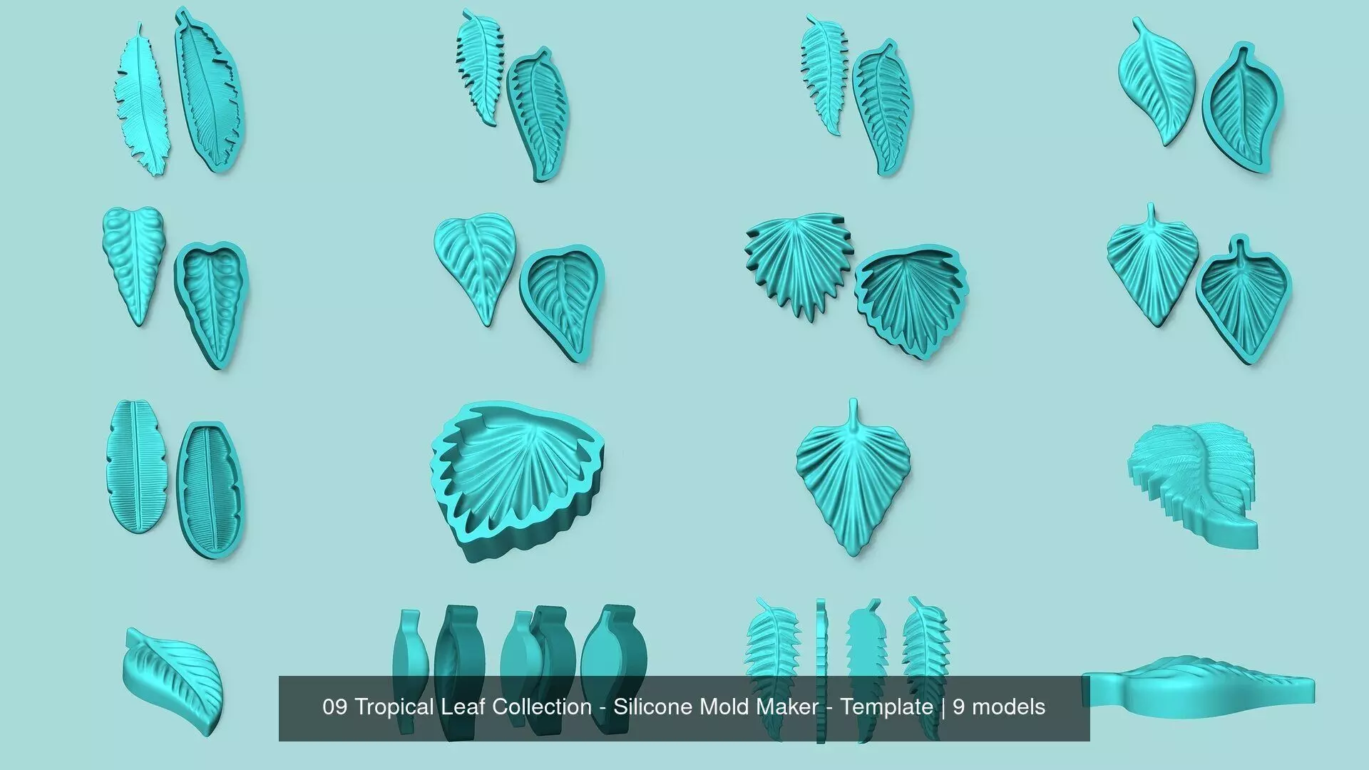 09 Tropical Leaf Collection - Silicone Mold Maker - Template _1