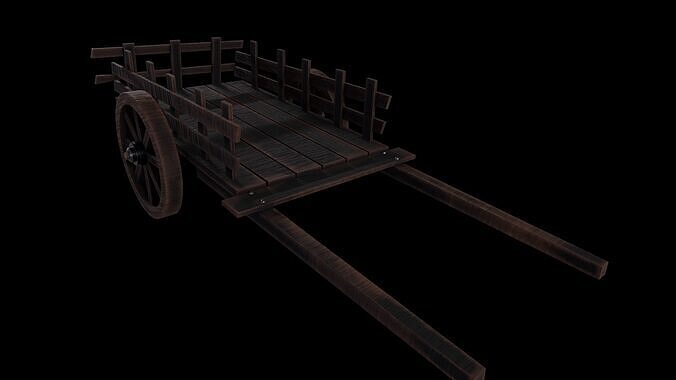 Old Cart -  Game Ready Low Poly PBR 3D Model Low-poly 3D model