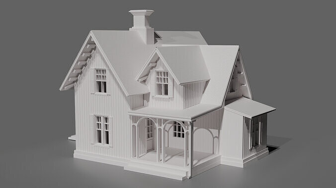 Classic Wooden House  3D Printable Low-poly 3D print model