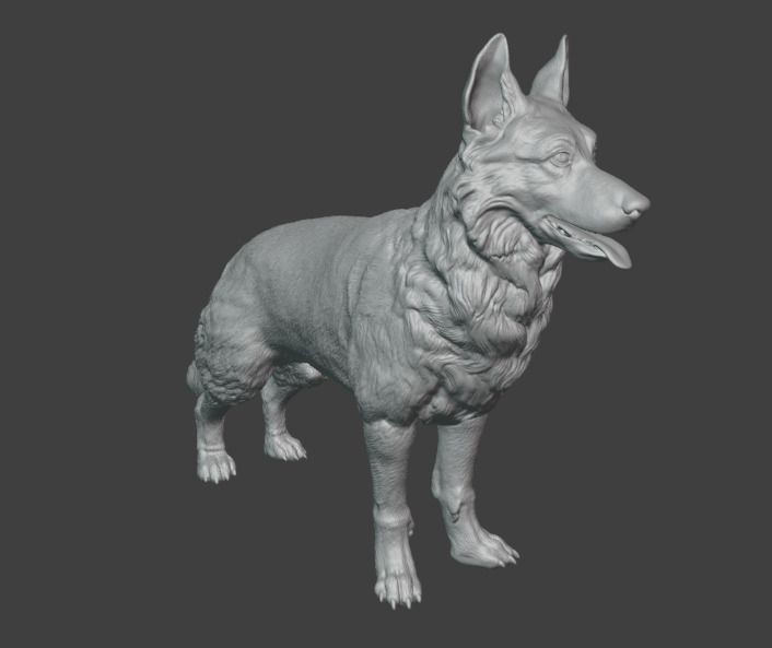 German Shepherd 3D Model Realistic Dog Figurine STL 3D model_2