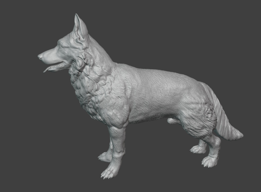 German Shepherd 3D Model Realistic Dog Figurine STL 3D model_1
