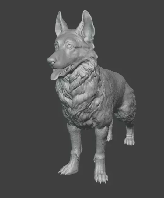 German Shepherd 3D Model Realistic Dog Figurine STL 3D model_0