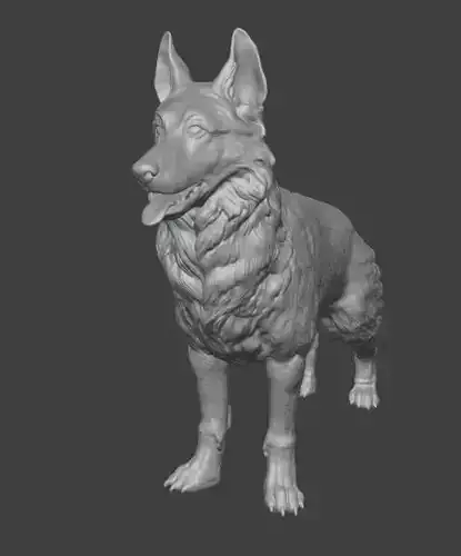 German Shepherd 3D Model Realistic Dog Figurine STL