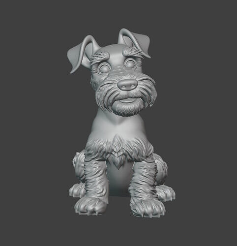 3D Printable Schnauzer Dog Standard Grooming  Sitting Pose 3D model