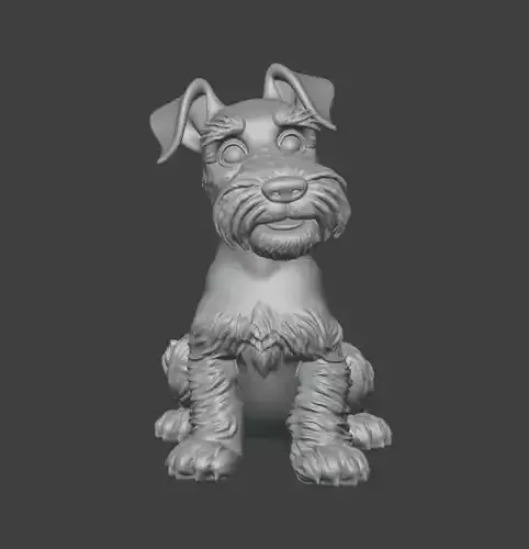 3D Printable Schnauzer Dog Standard Grooming  Sitting Pose
