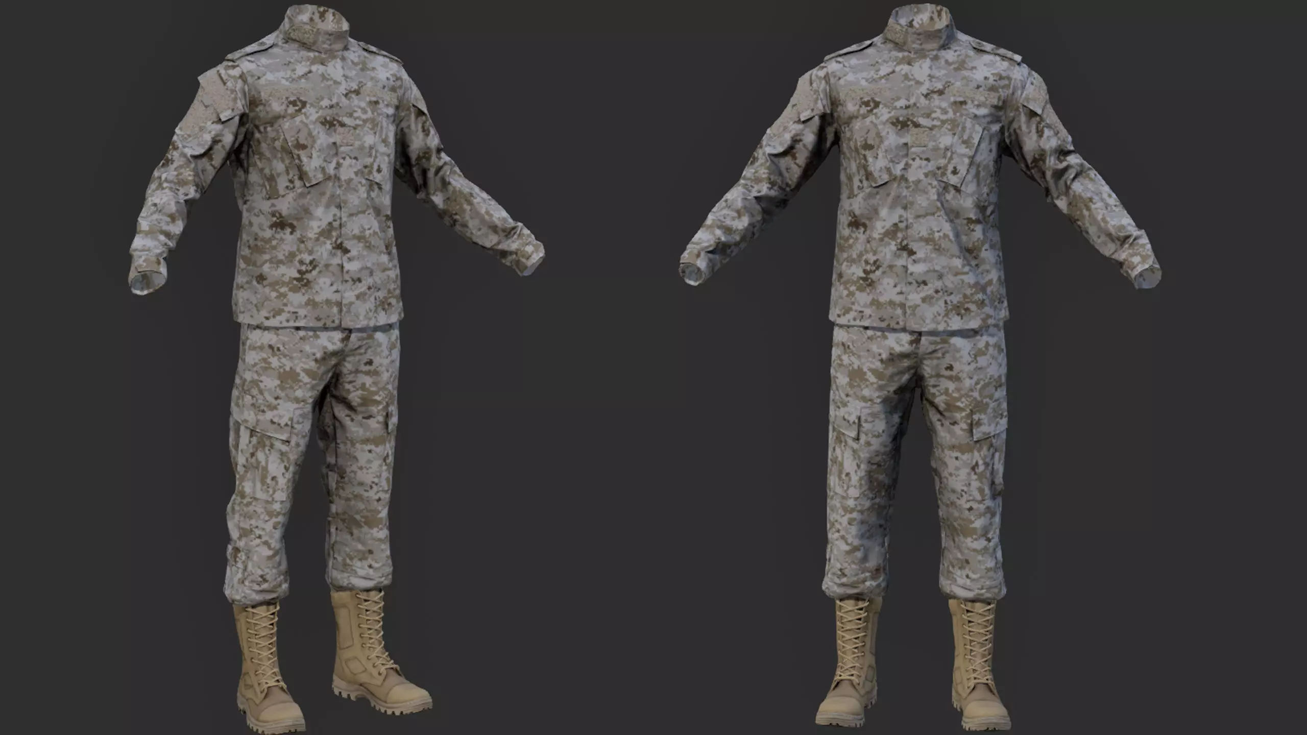 Modern Military Uniform Authentic USMC US Army Camos UE5-Ready  Low-poly 3D model_20