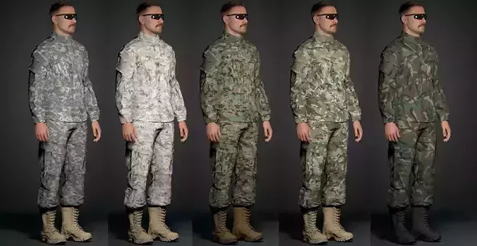 Modern Military Uniform Authentic USMC US Army Camos UE5-Ready  Low-poly 3D model