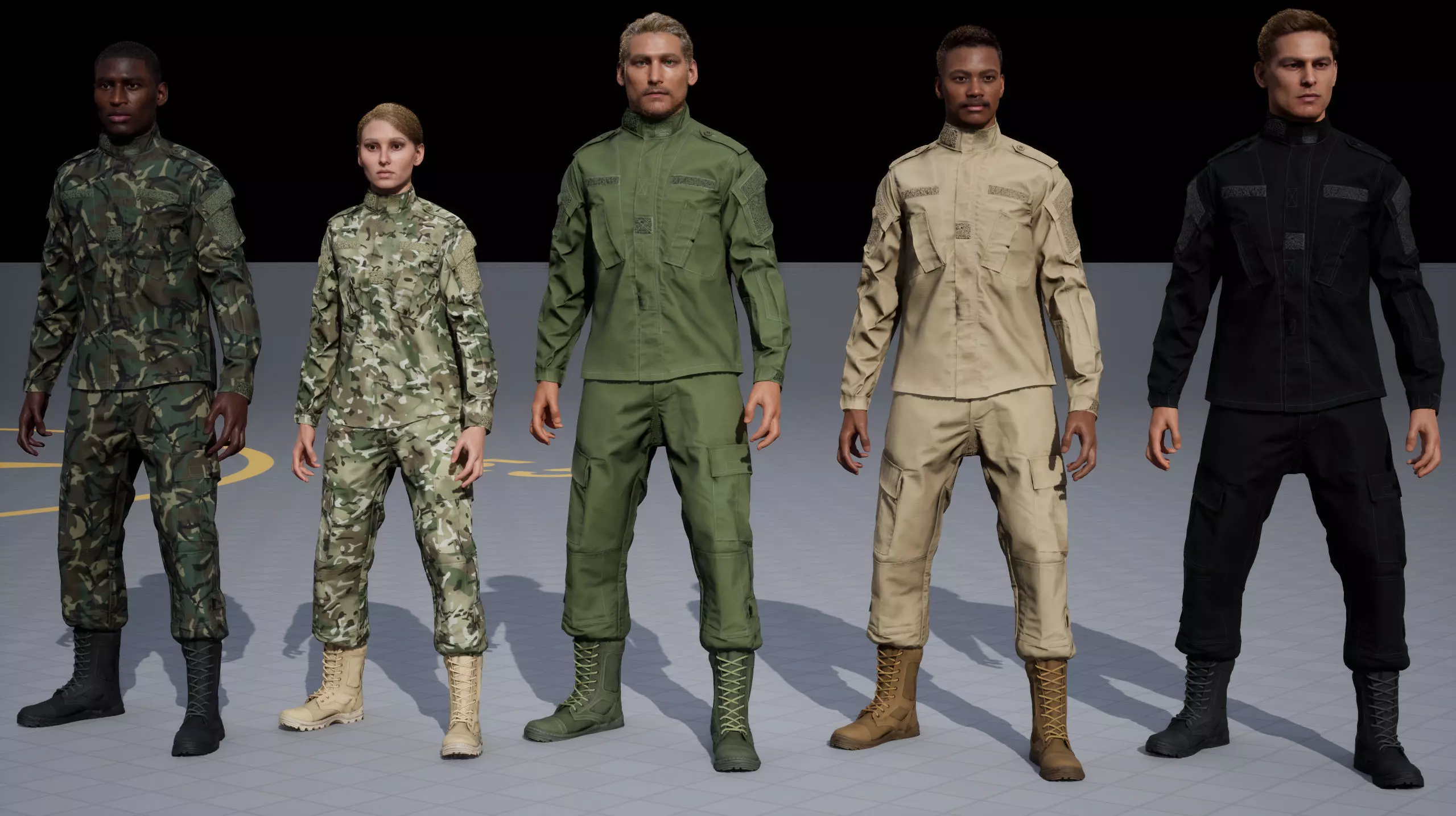 Modern Military Uniform Authentic USMC US Army Camos UE5-Ready  Low-poly 3D model_21