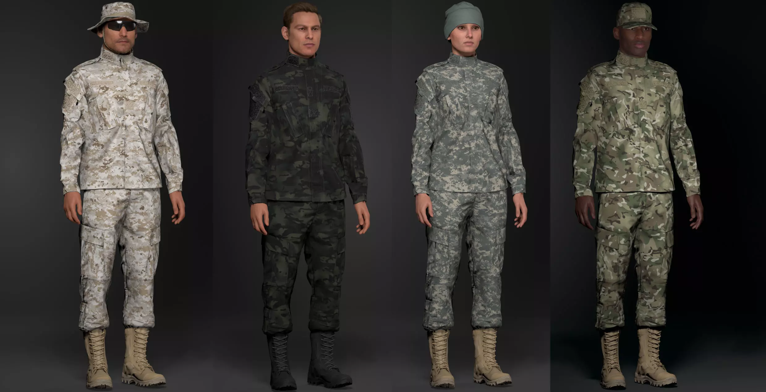 Modern Military Uniform Authentic USMC US Army Camos UE5-Ready  Low-poly 3D model_3