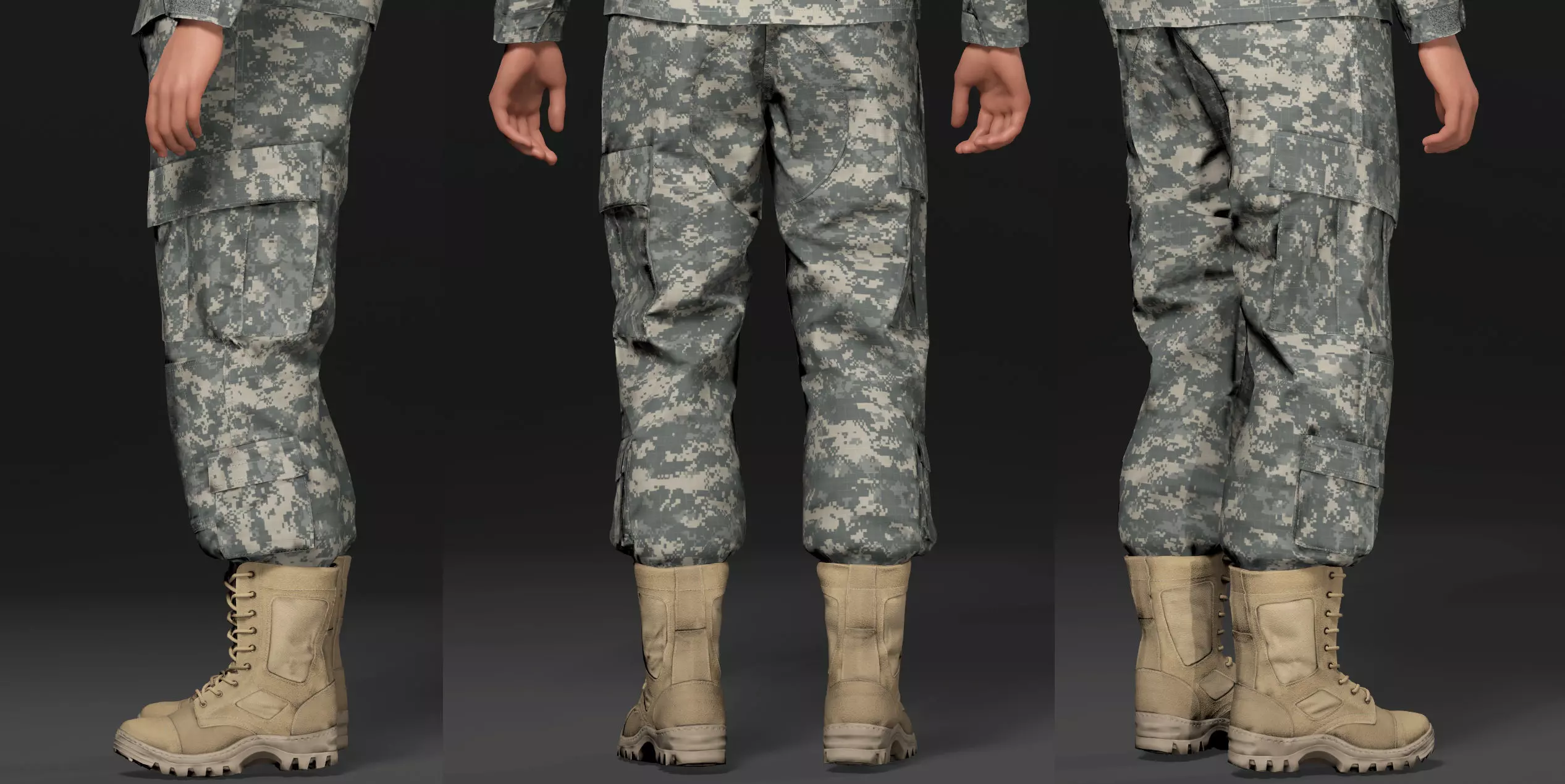 Modern Military Uniform Authentic USMC US Army Camos UE5-Ready  Low-poly 3D model_13